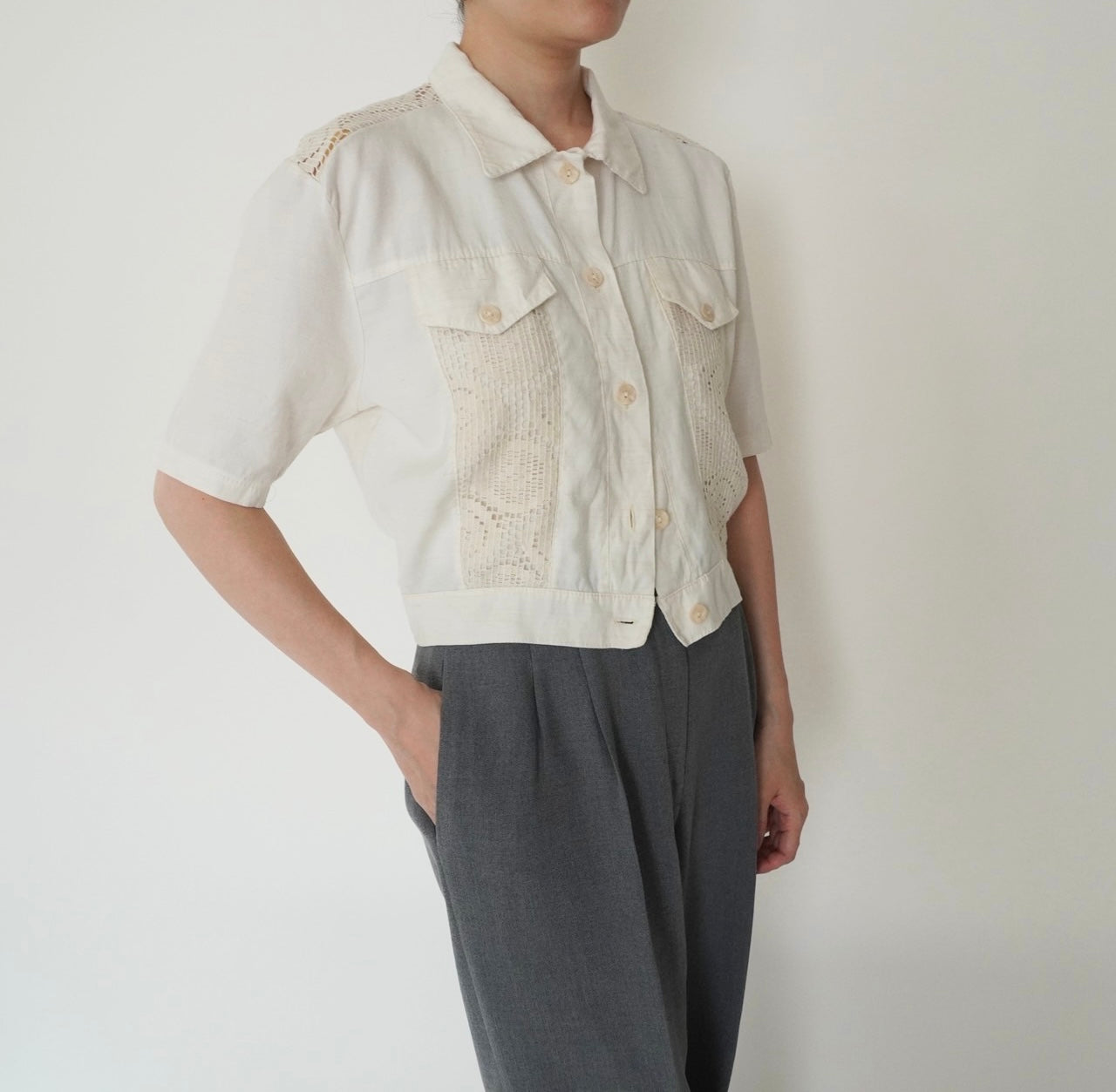 80s EURO Crochet Design Shirt