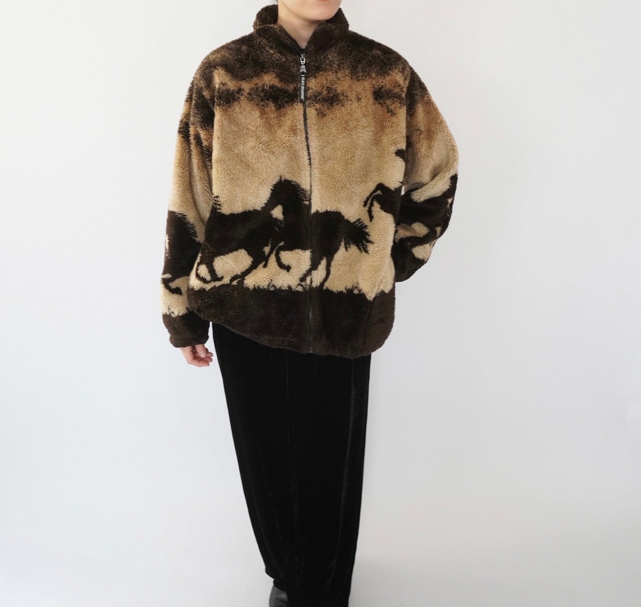 90s Horse Pattern Fleece Jacket Made in USA