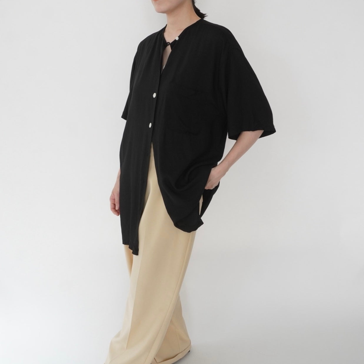 90s Black Long Blouse