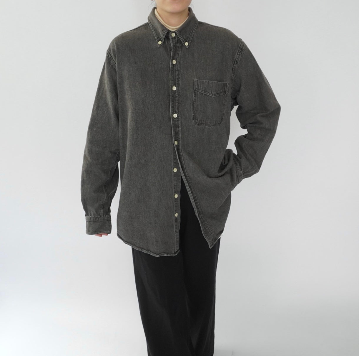 90s "J.CREW" Black Denim Shirt Made in USA