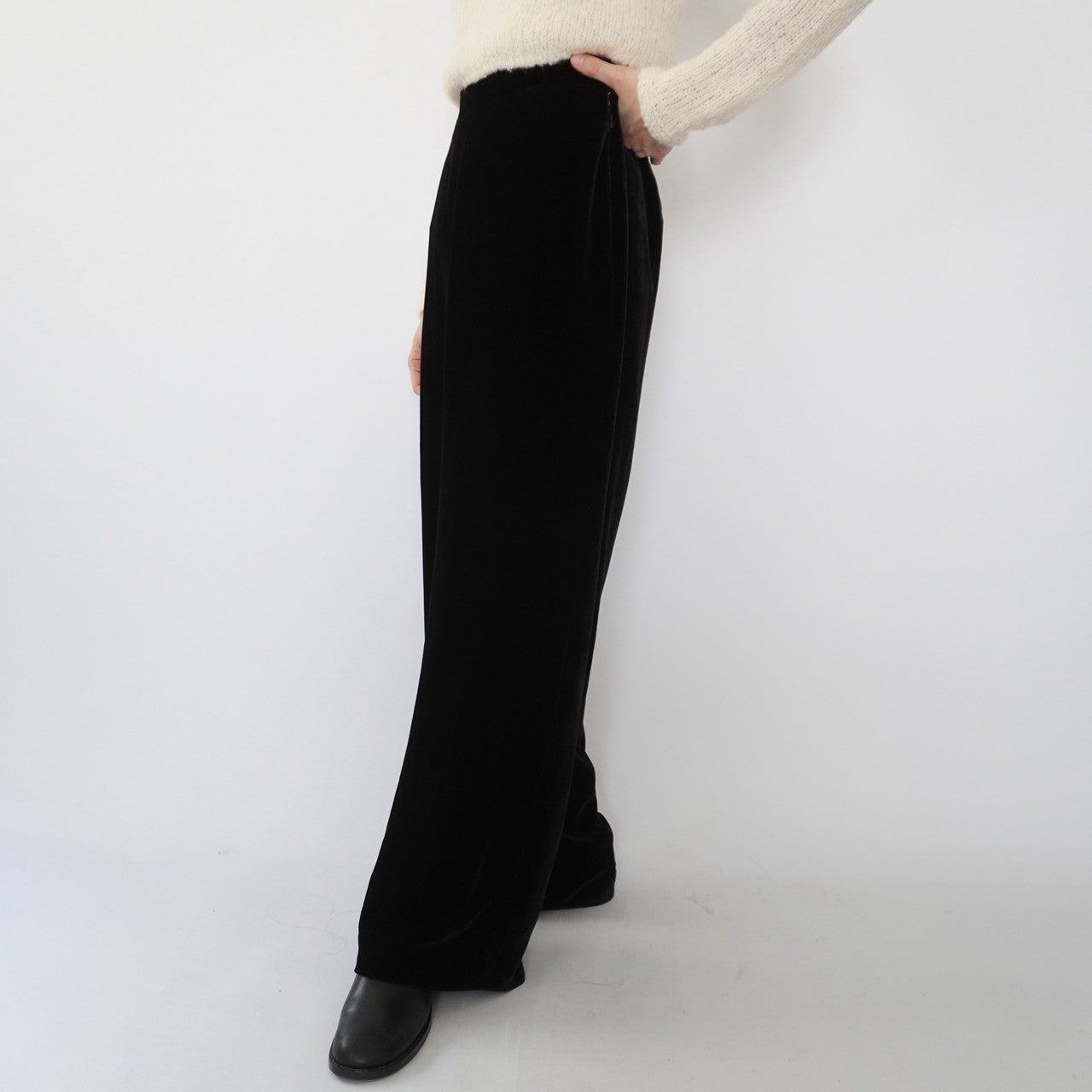 90s Velour High Waist Wide Pants