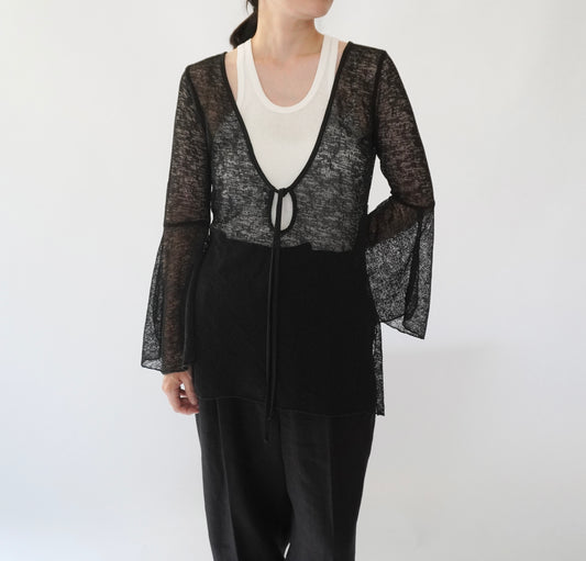 90s Black Sheer Design Top
