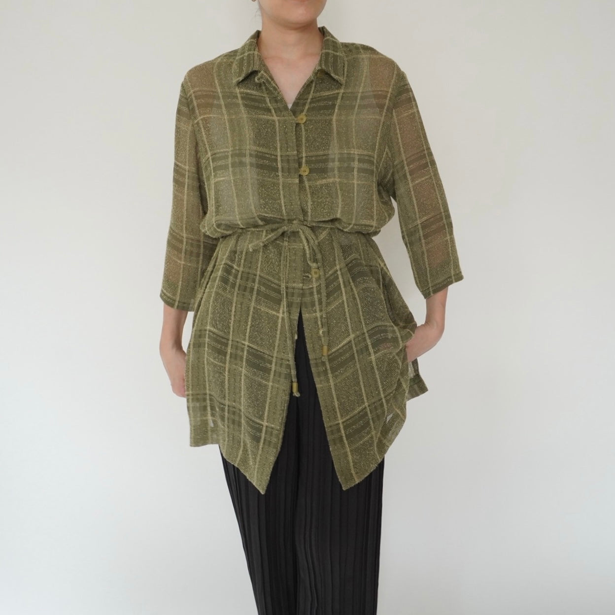 90s Plaid Long Shirt, Jacket