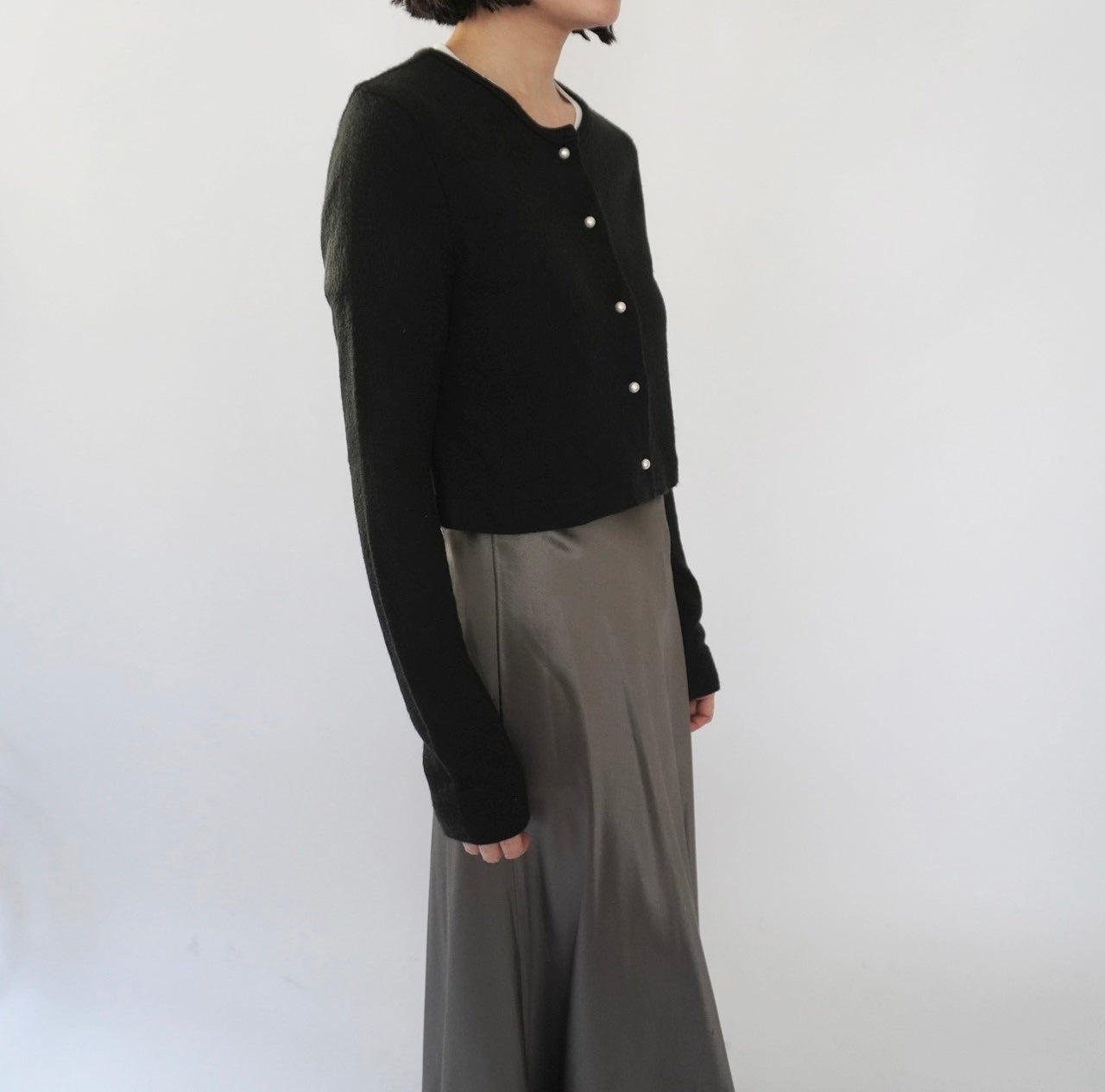 90s Black Cropped Cardigan