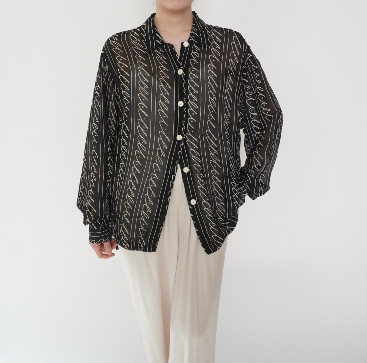 90s EURO Sheer Pattern Shirt