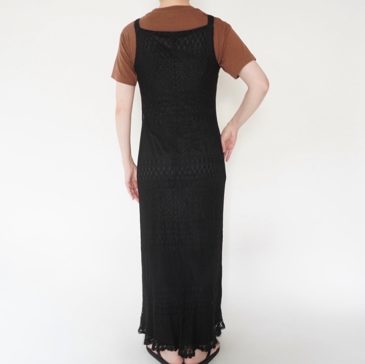 90s Lace Design Black Dress Made in USA