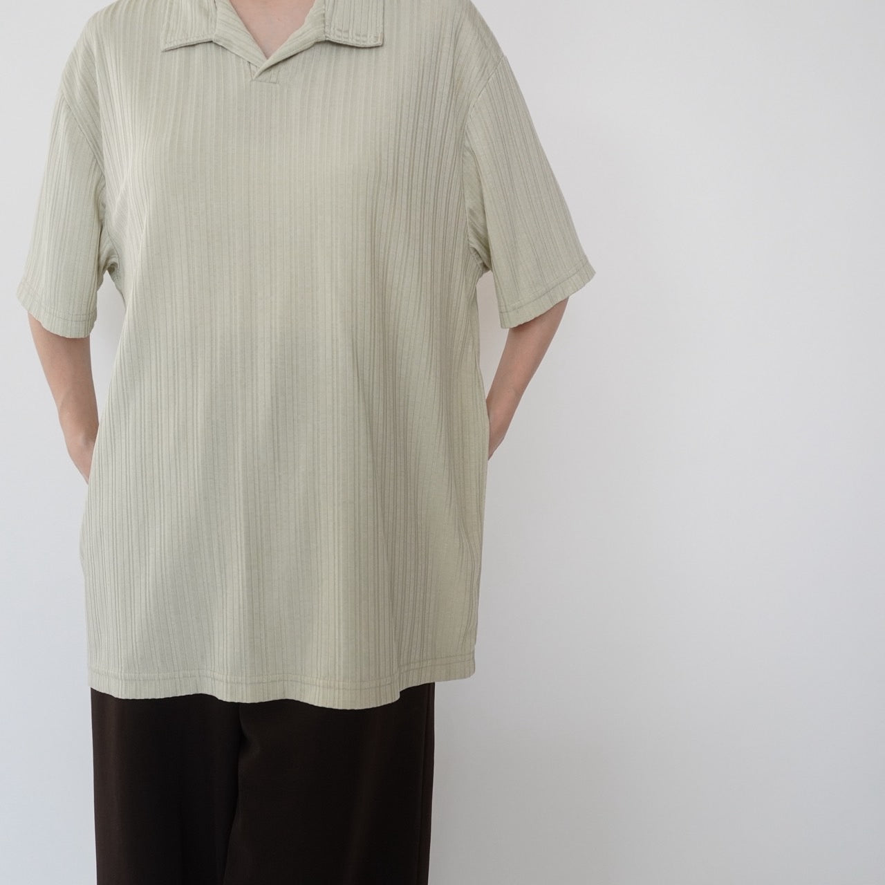 90s Light Green Ribbed Top