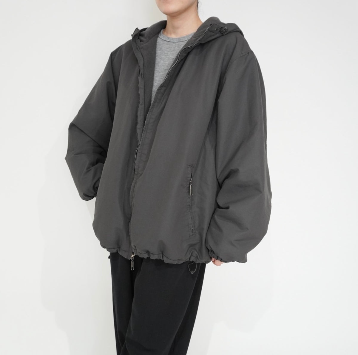 C.Gray Hooded Jacket