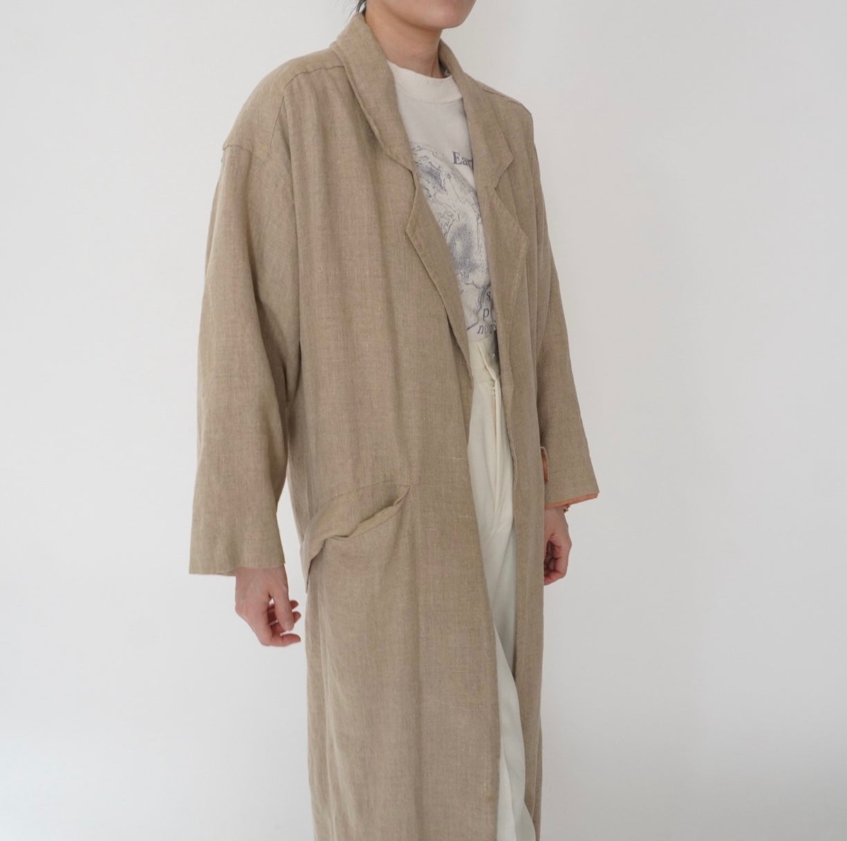 80s Linen Design Coat Made in USA