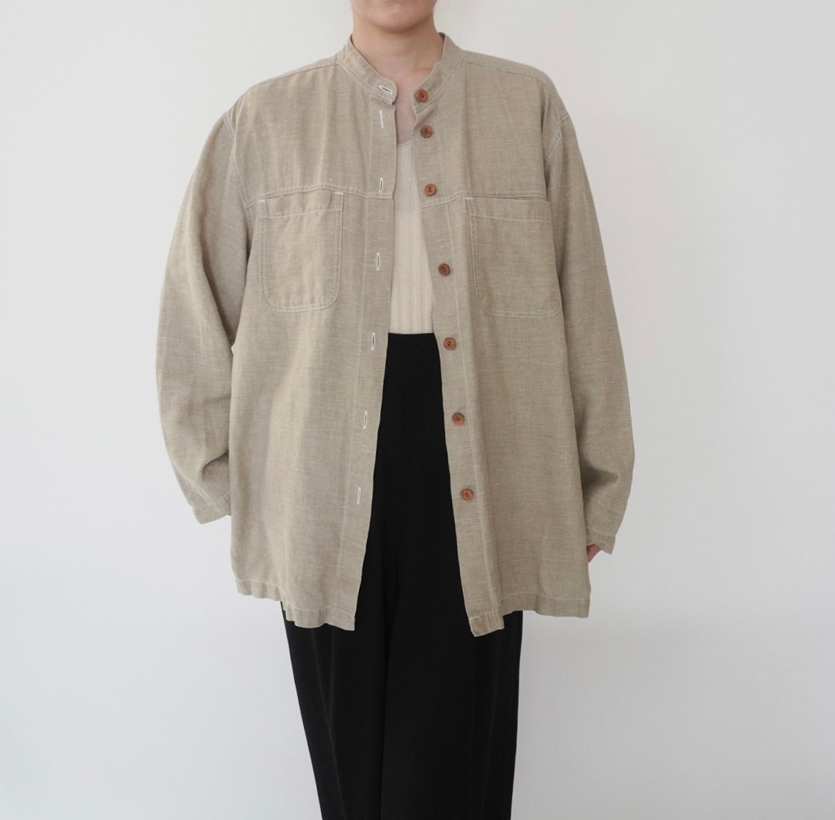 90s Linen x Cotton Design Shirt