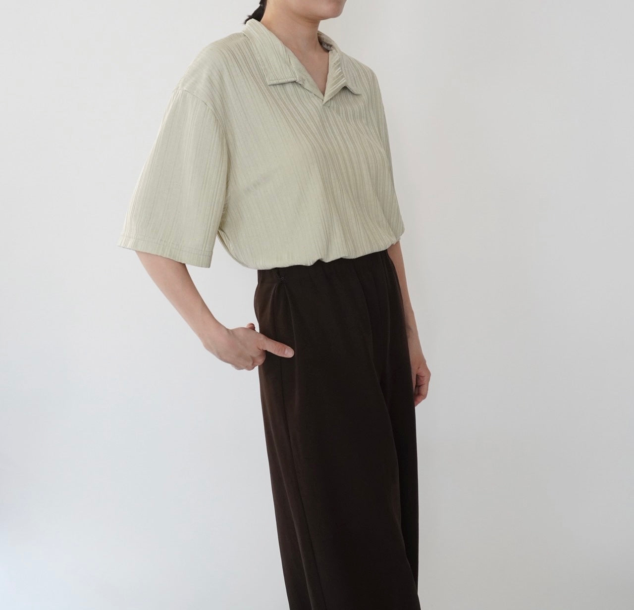 90s Light Green Ribbed Top
