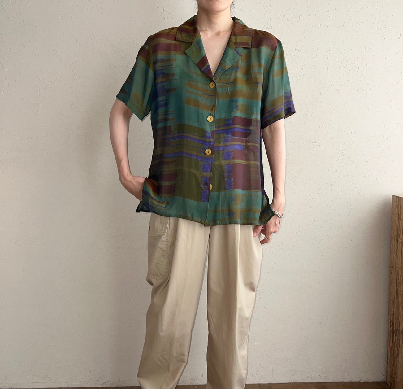 90s EURO Sheer Pattern Printed Shirt