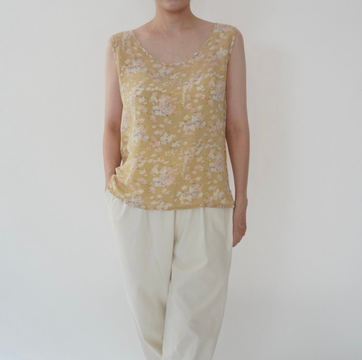 90s Floral Print Silk Top