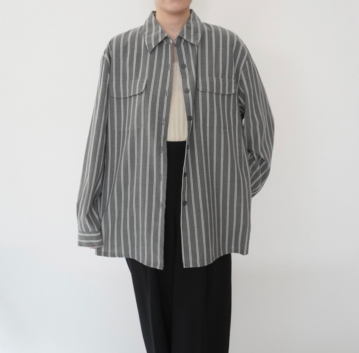 90s Gray Striped Shirt