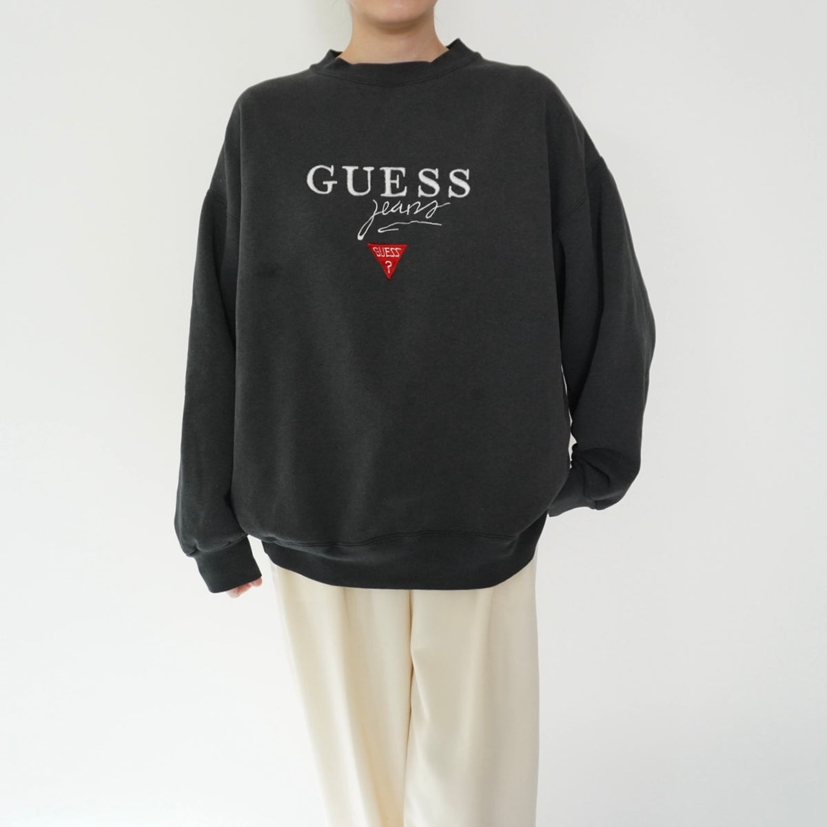 90s "GUESS" Embroidery Sweater Made in USA