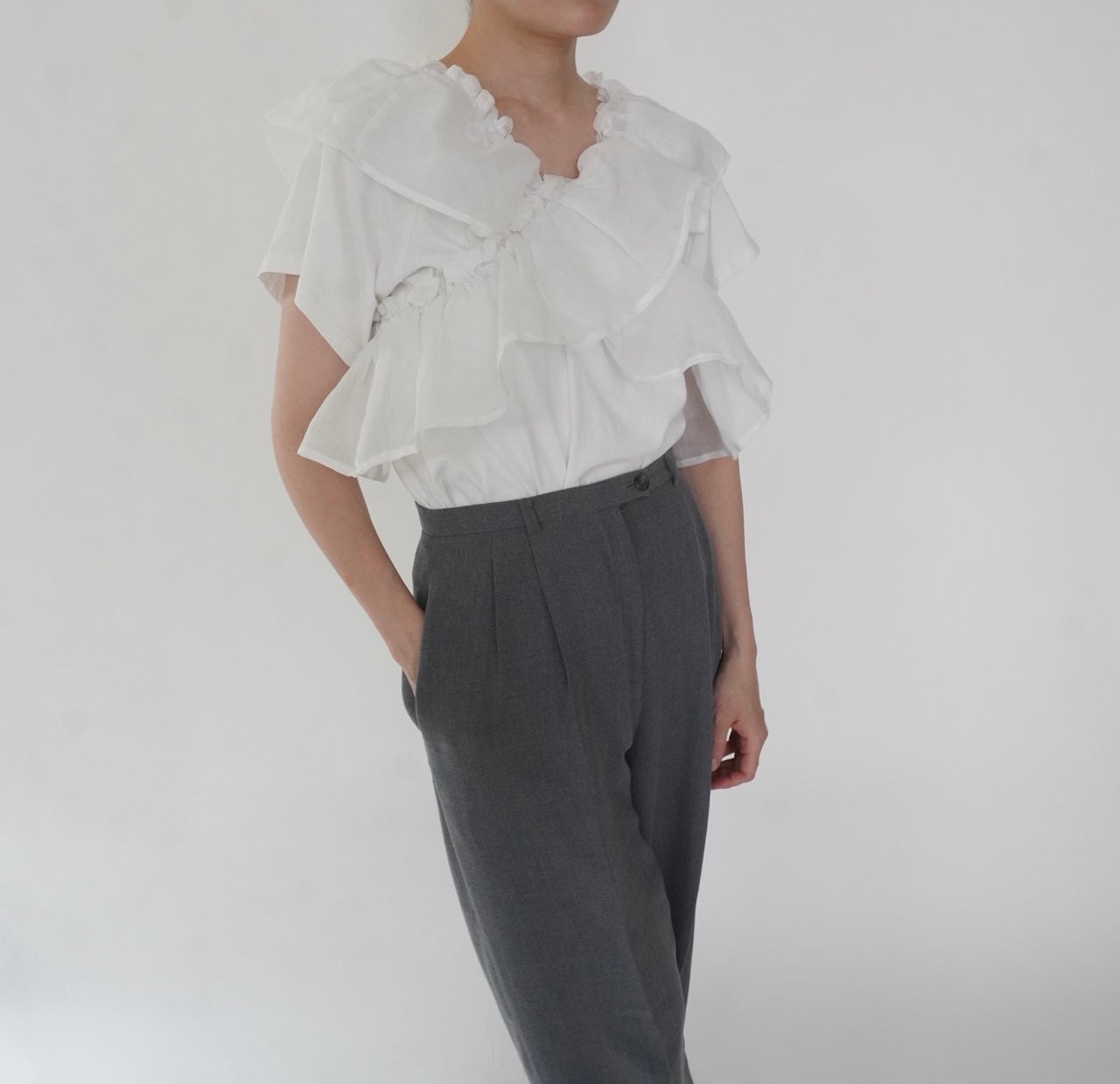 White Ruffle Top