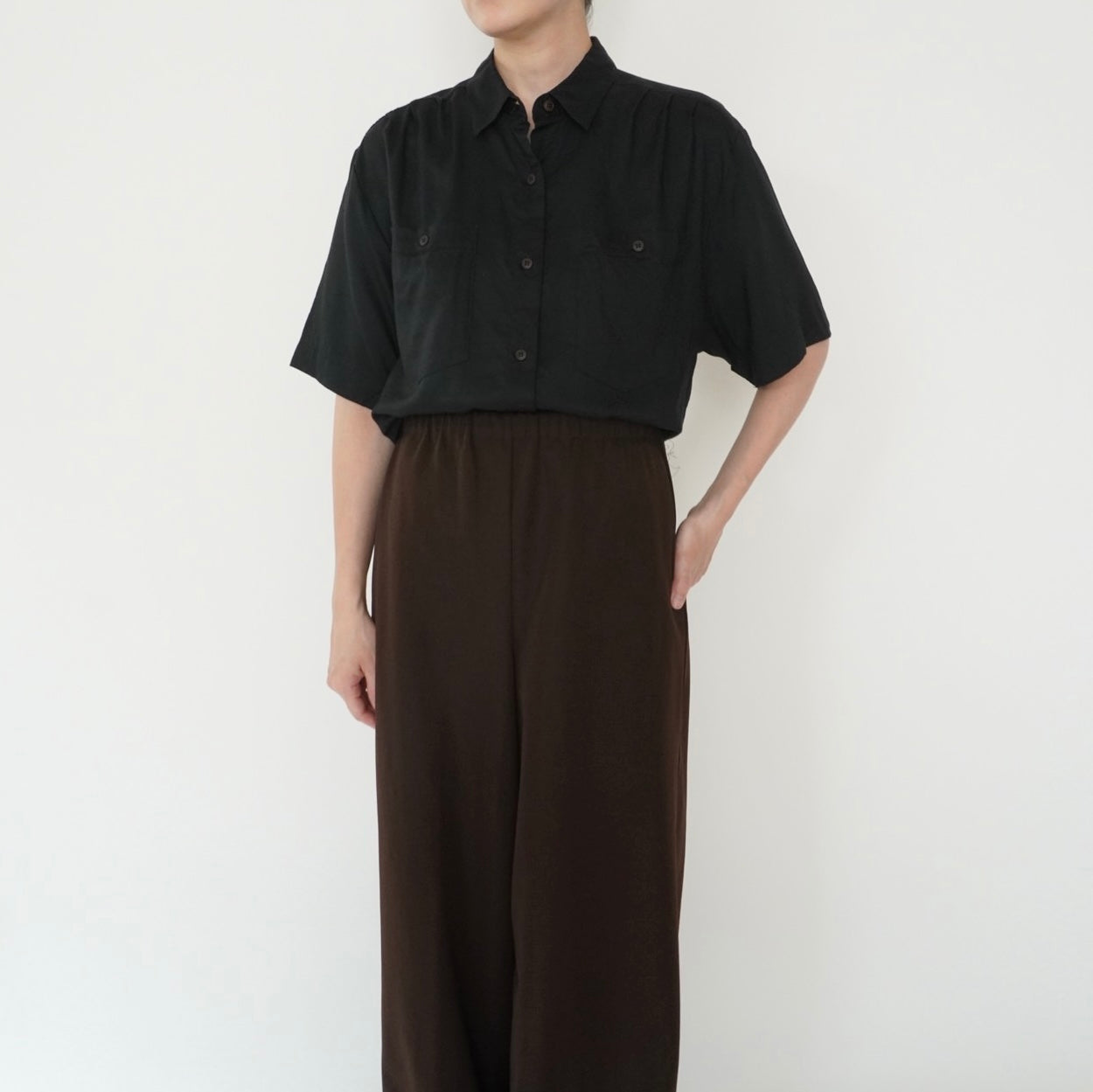 90s Black Rayon Shirt