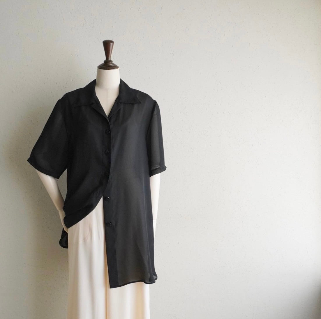 90s Black Sheer Shirt Made in Italy