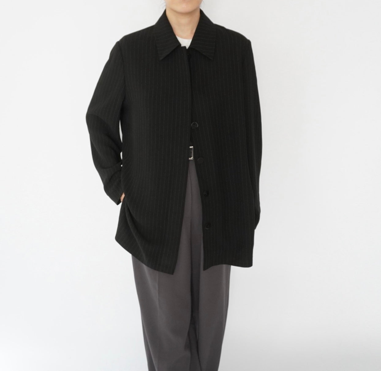 90s EURO Striped Shirt Jacket