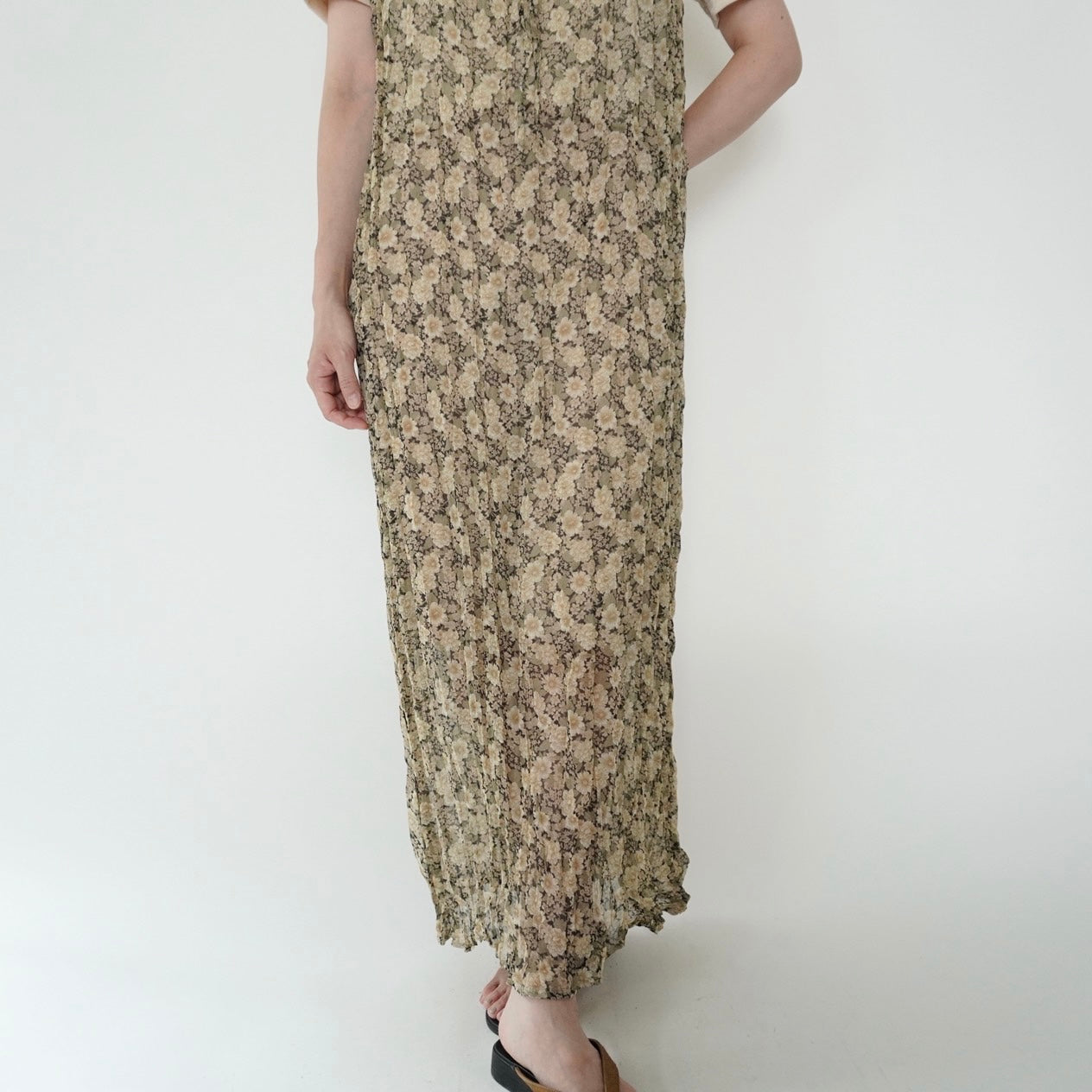 90s Floral Print Sheer Dress