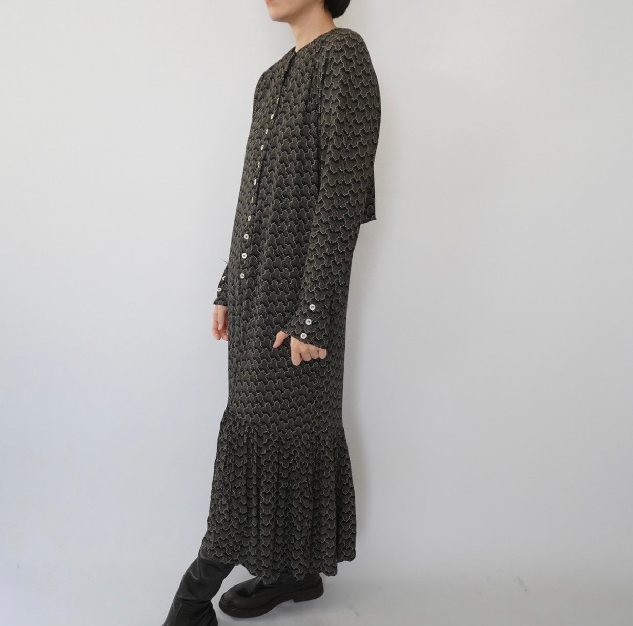 80s Design Rayon Pattern Dress Made in USA