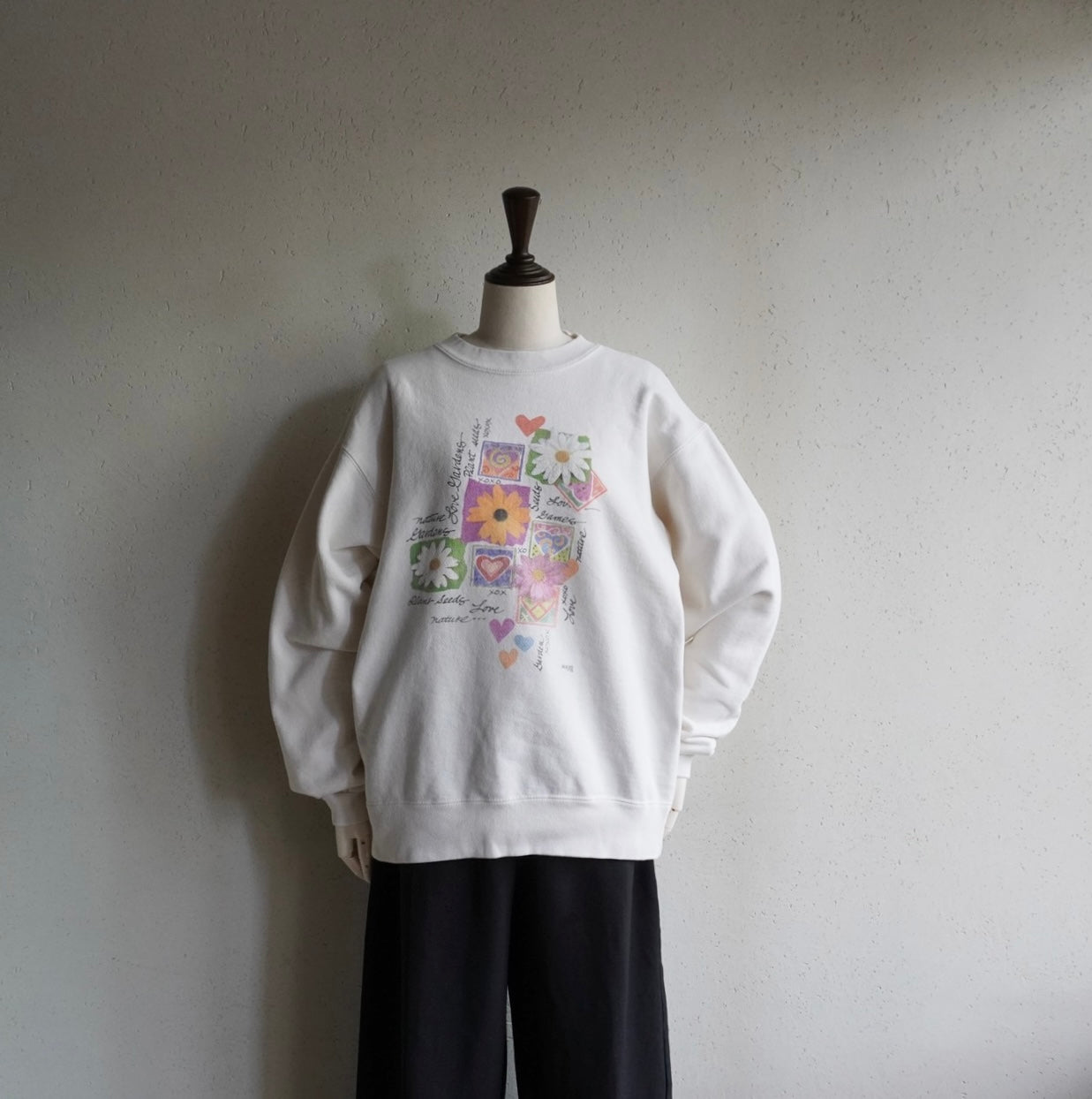 90s Flower Printed Sweater Made in USA