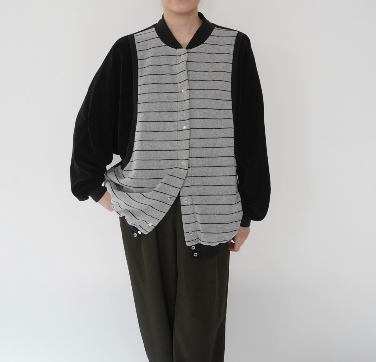 90s Striped Velour Top Made in USA