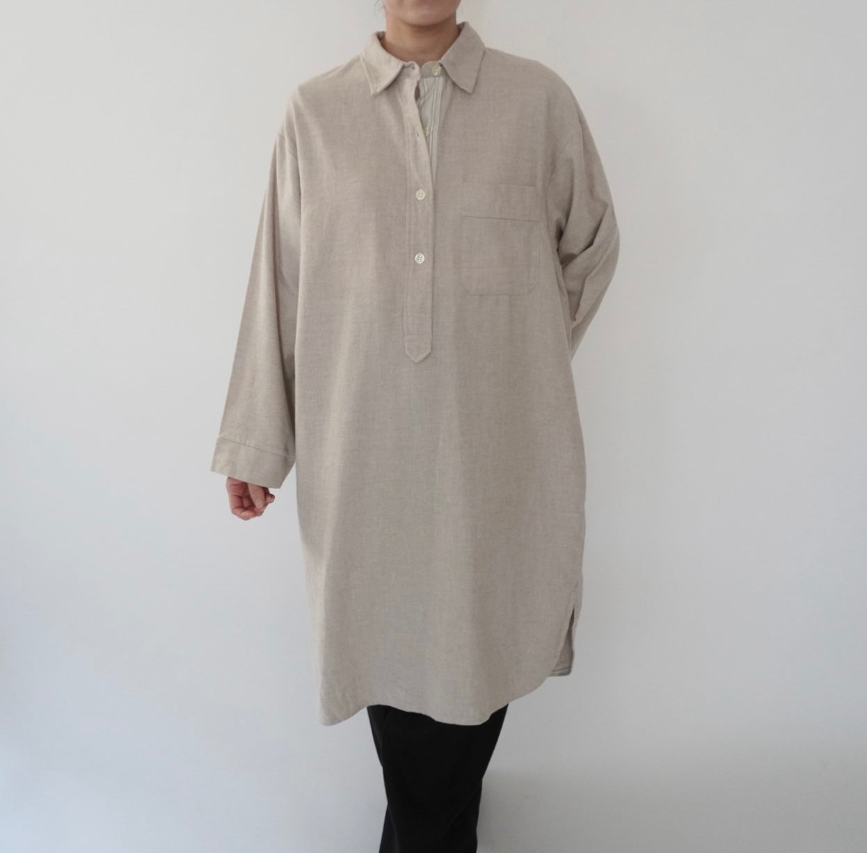 90s ”L.tavernier” Cotton Long Shirt Made in France