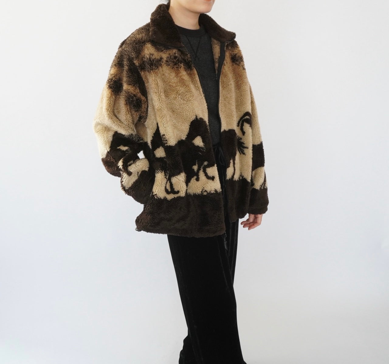 90s Horse Pattern Fleece Jacket Made in USA