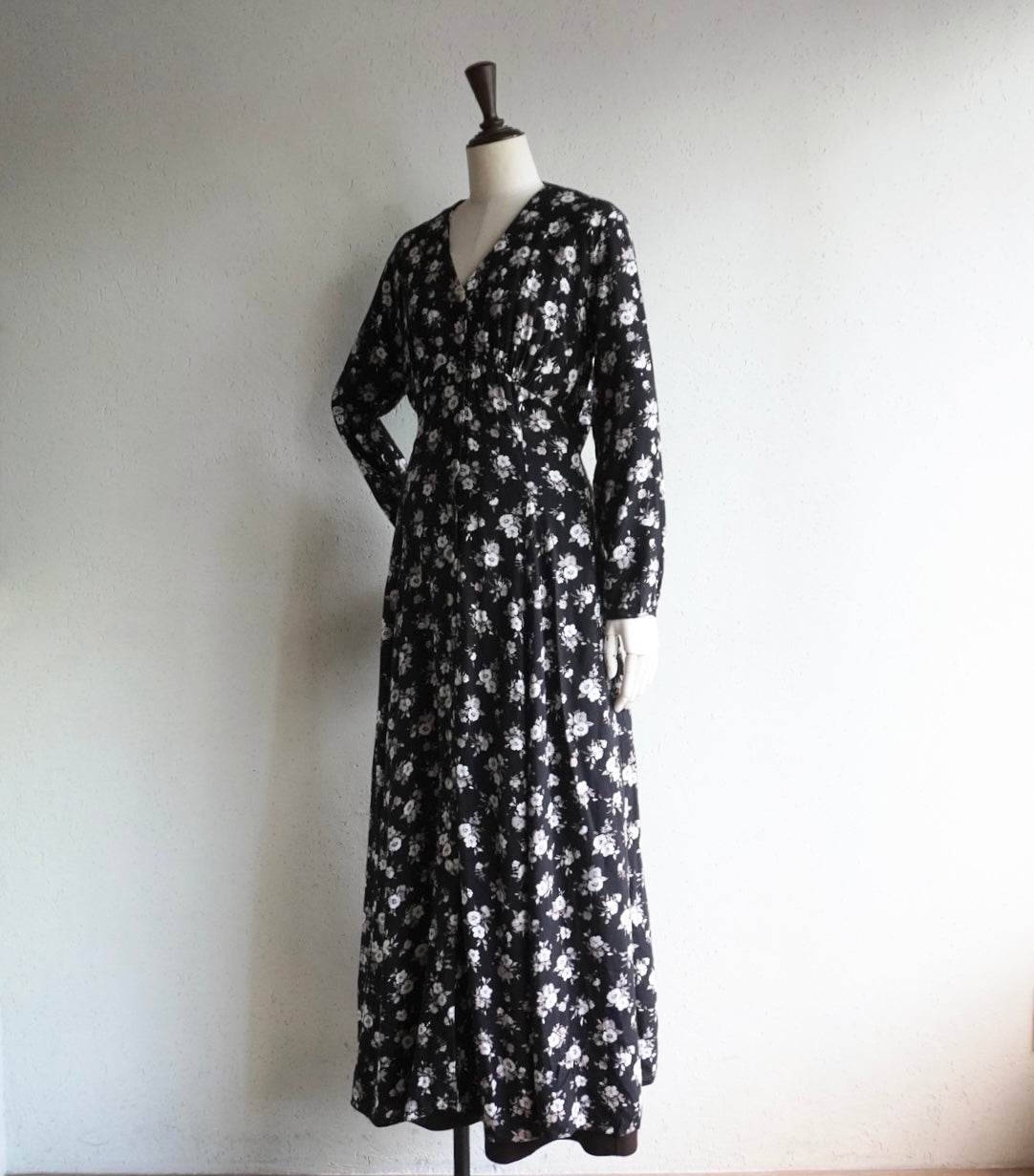 90s Floral Printed Maxi Dress Made in UK