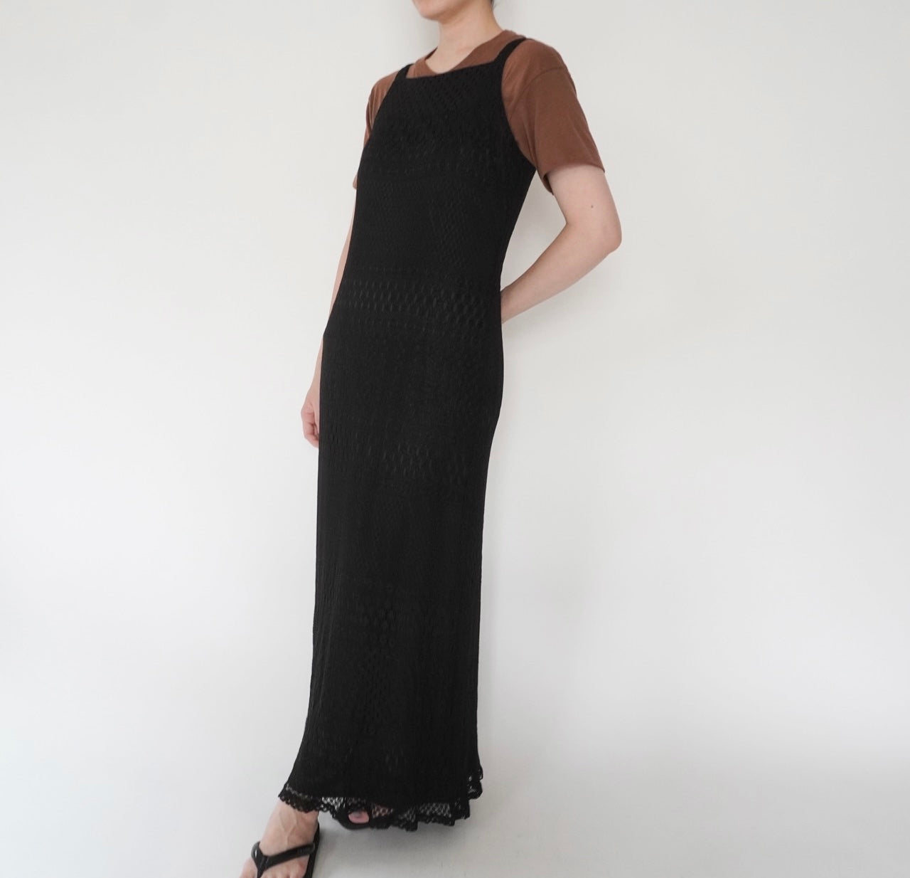 90s Lace Design Black Dress Made in USA
