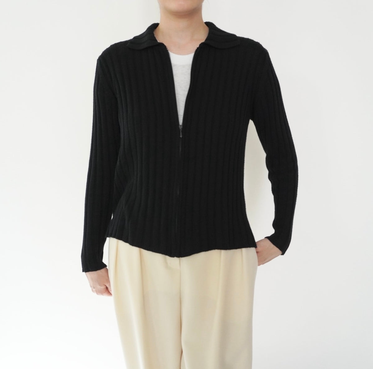 90s Zip Ribbed Top
