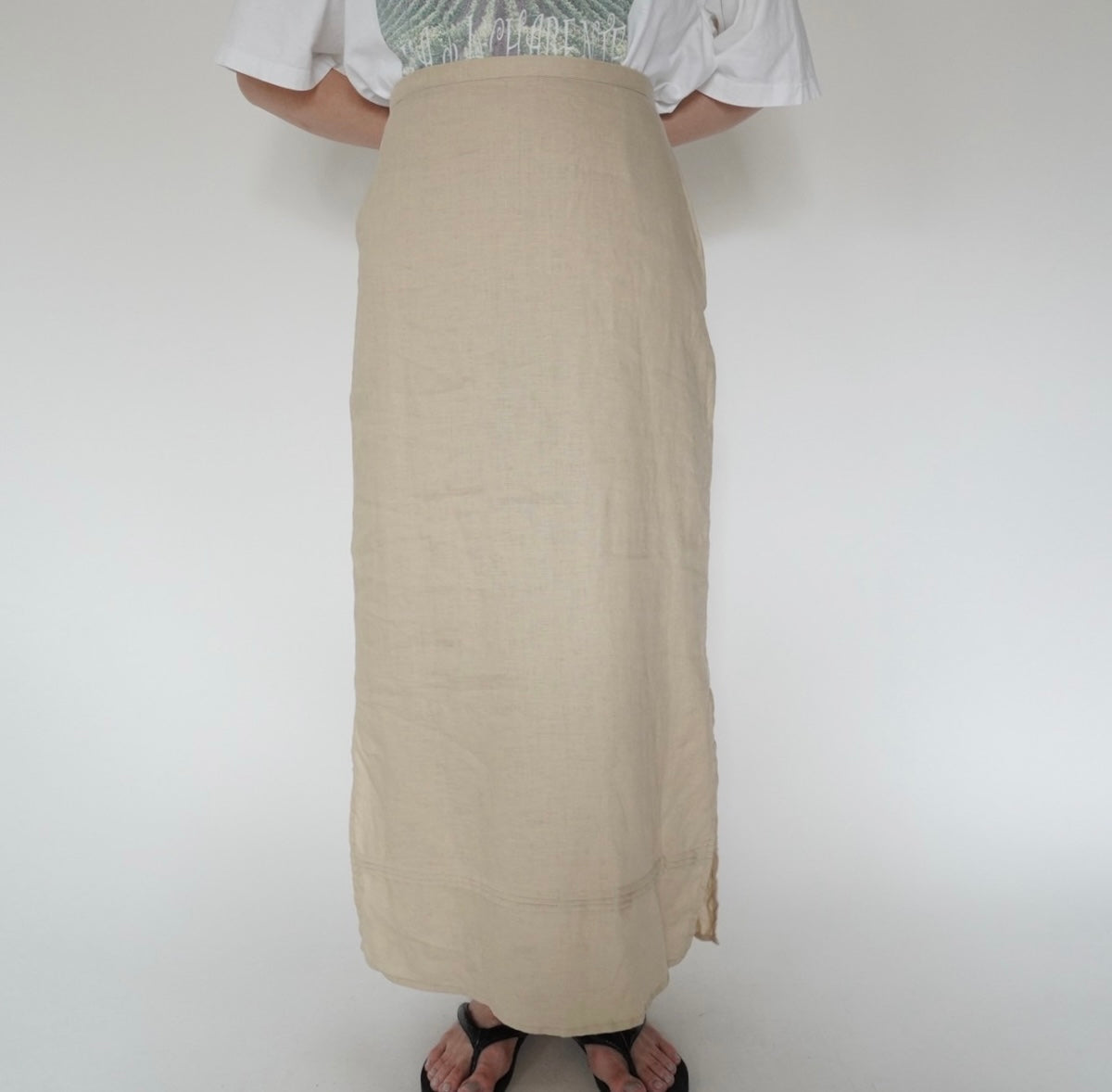 90s EURO Linen Maxi Skirt