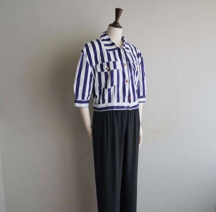 90s Cotton Striped Shirt,Jacket Made in Italy