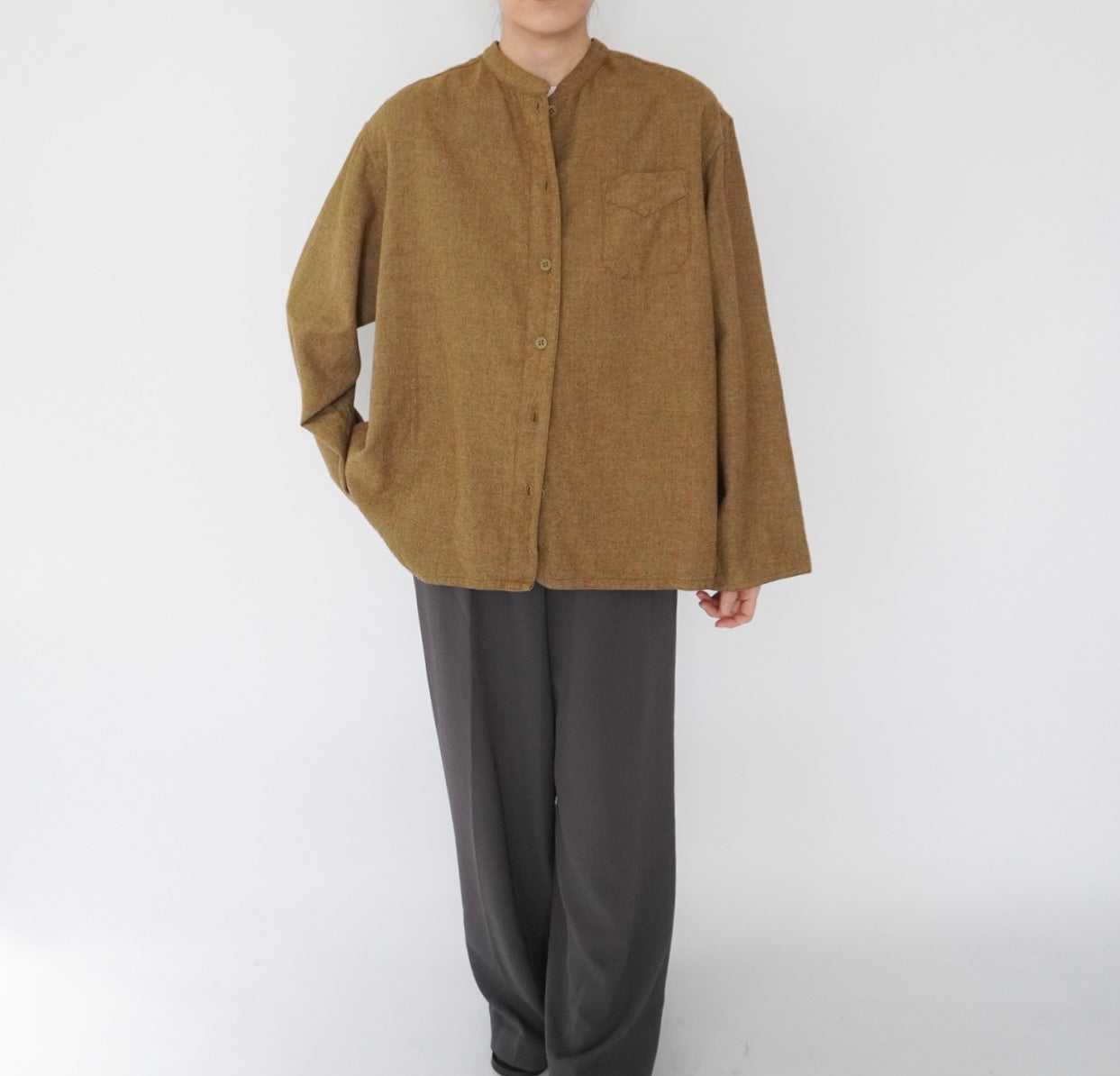 70s Wool×Cotton Design Shirt