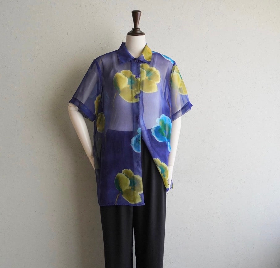 90s Printed Sheer Shirt Made in USA