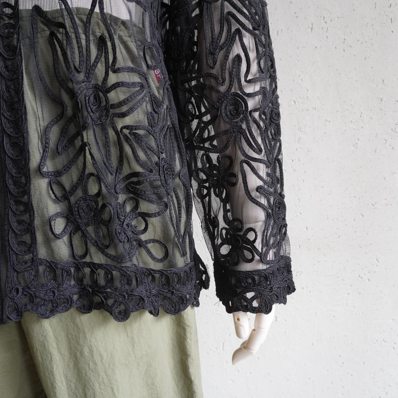 90s Sheer Cord Lace Shirt