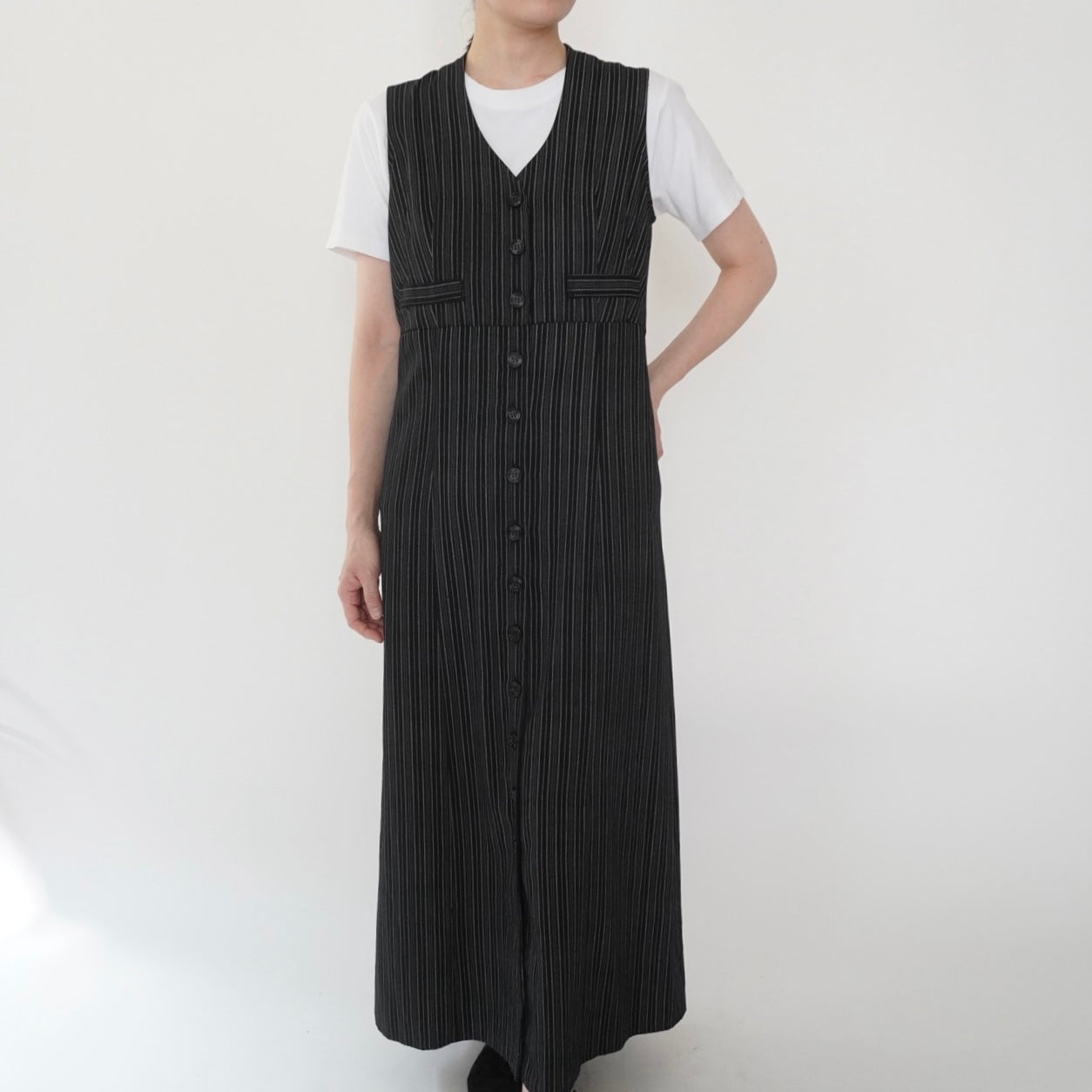 80s Striped Sleeveless Dress Made in USA