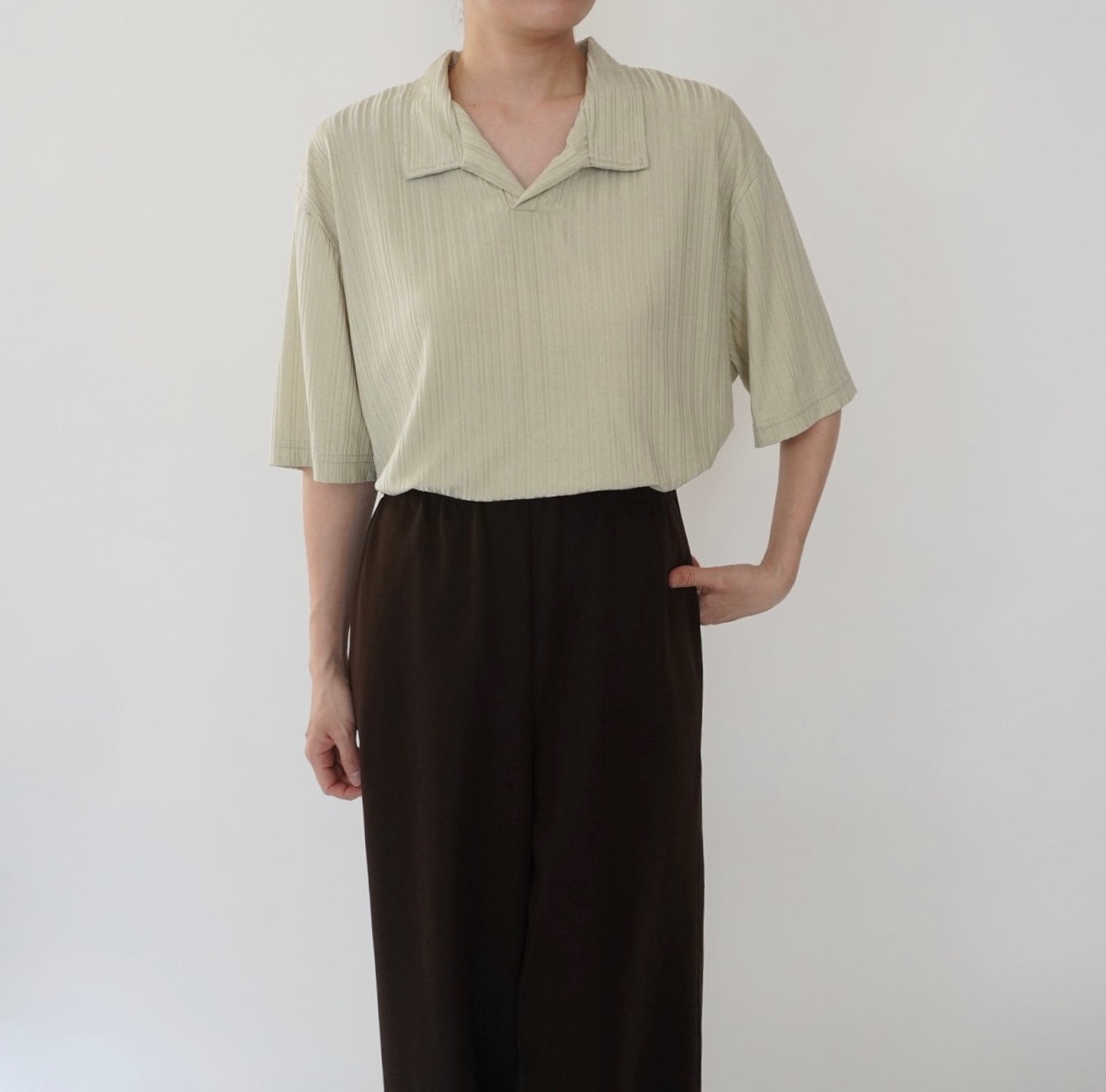 90s Light Green Ribbed Top