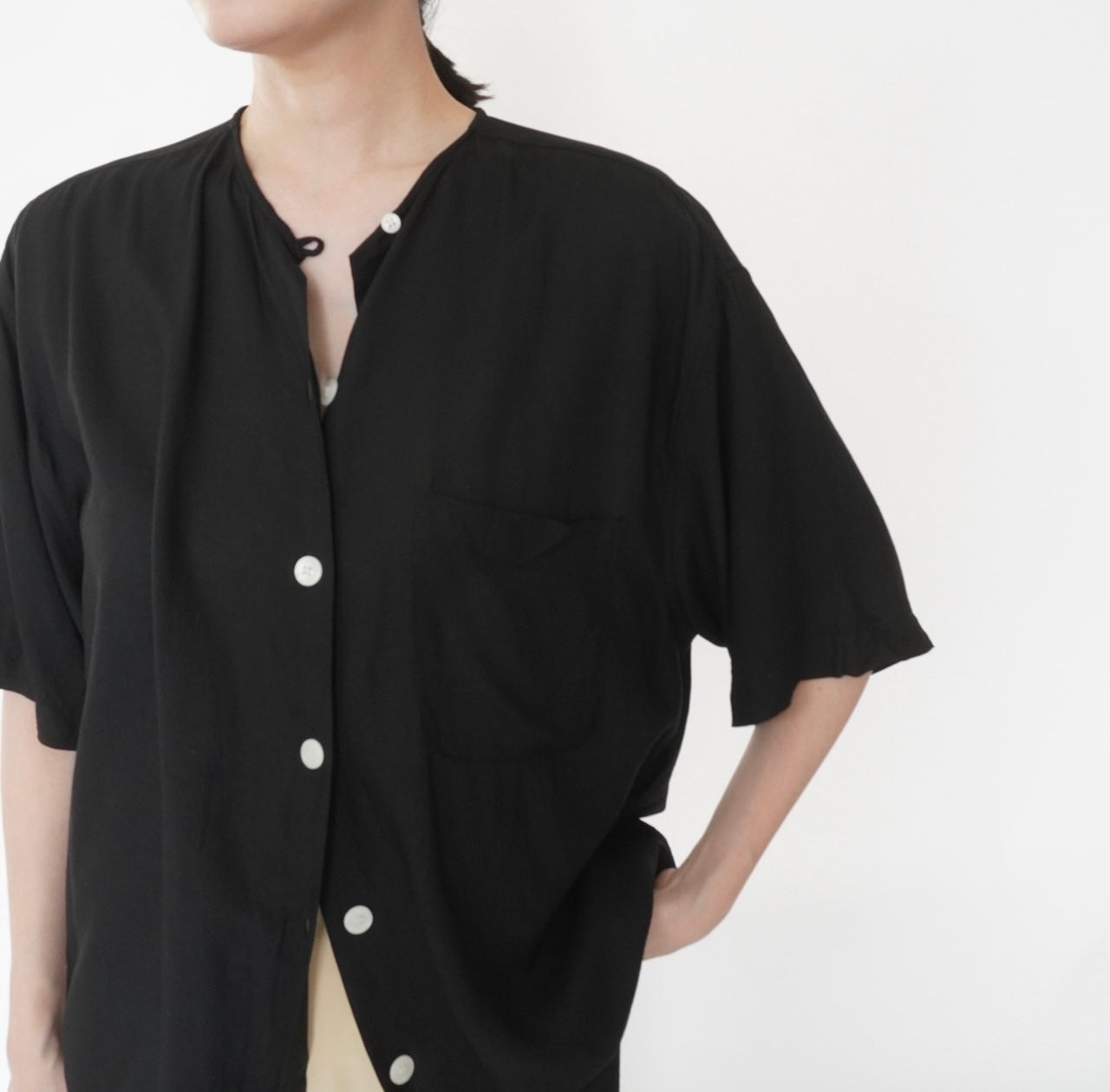 90s Black Long Blouse