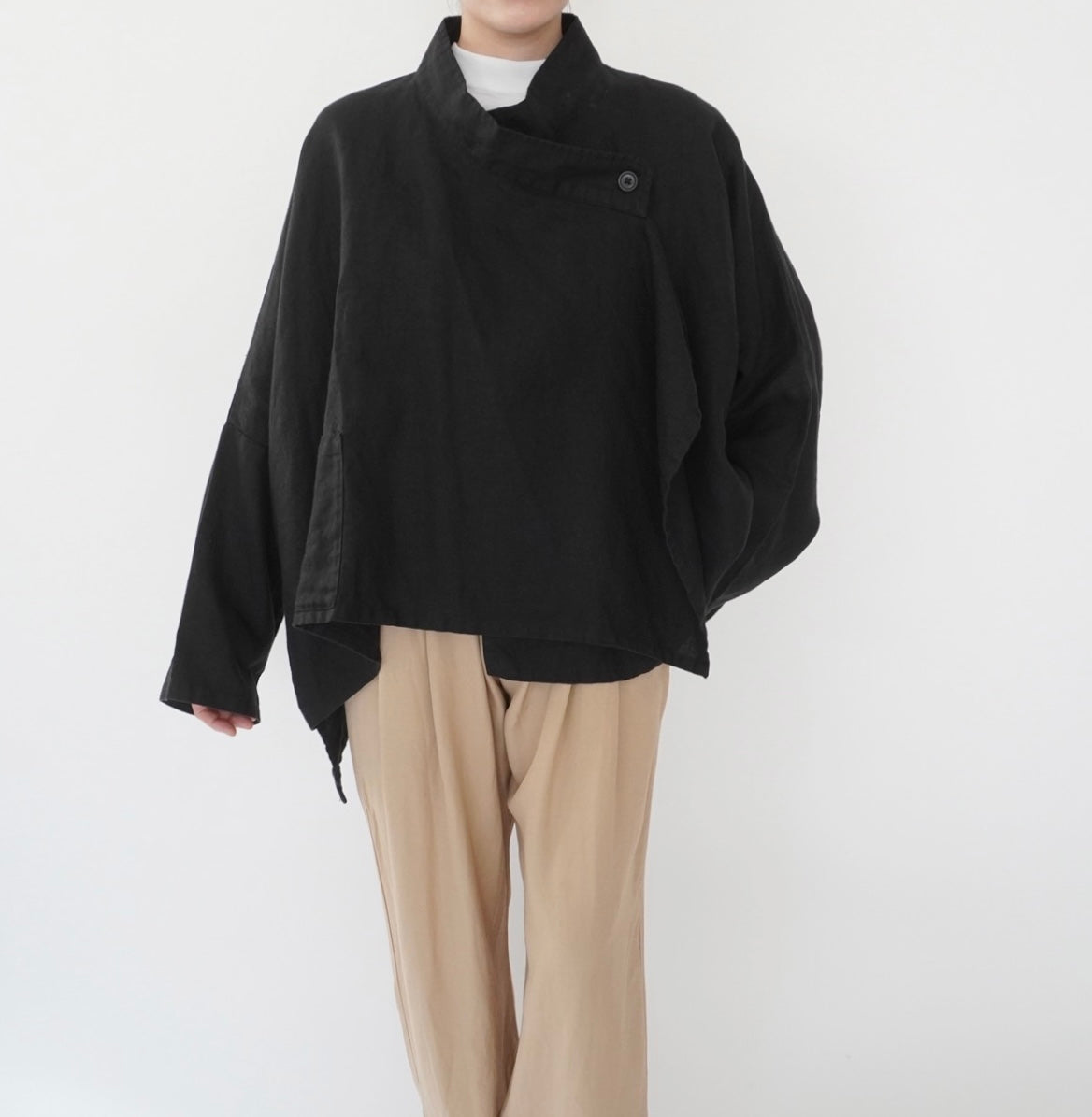 90s Black Linen Design Jakcet