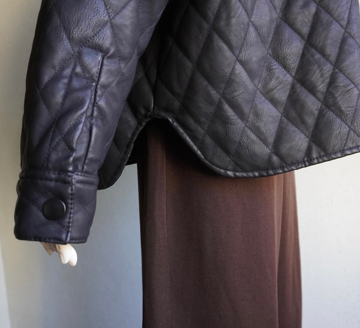Faux Leather Quilted Jacket