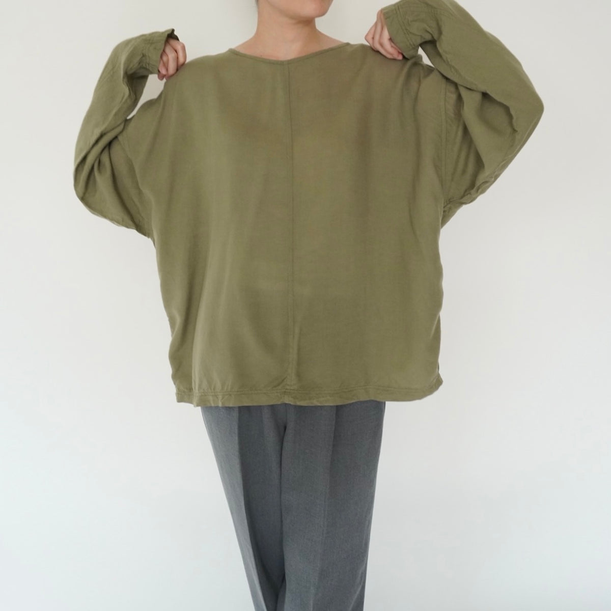 90s Khaki Rayon Blouse
