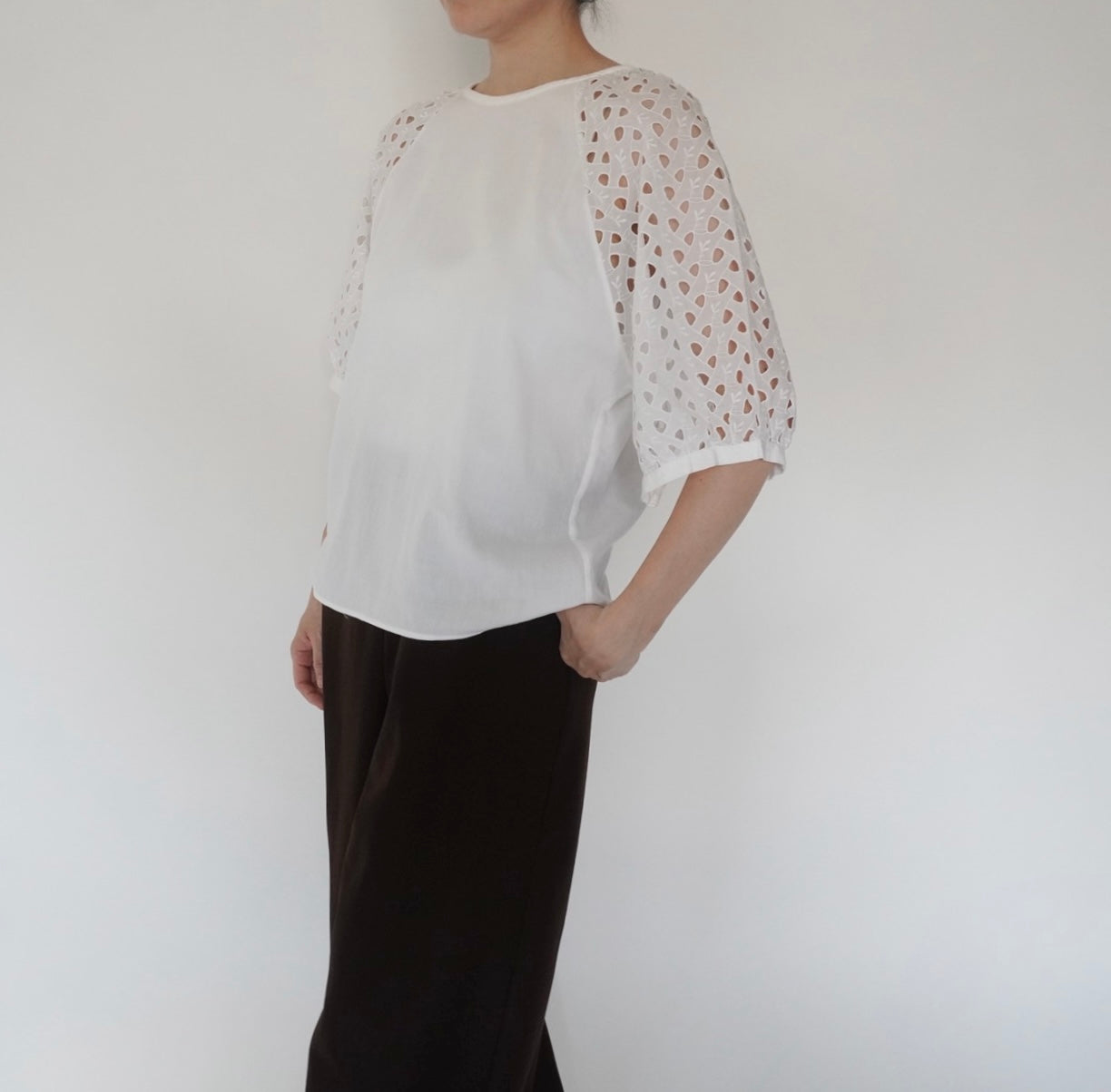 80s Cut Lace Design Blouse