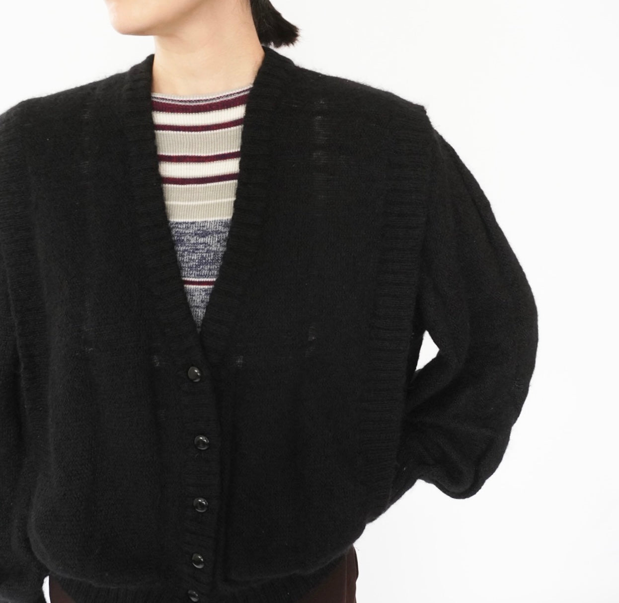 90s Balloon Sleeves Mohair Knit Cardigan Made in Italy