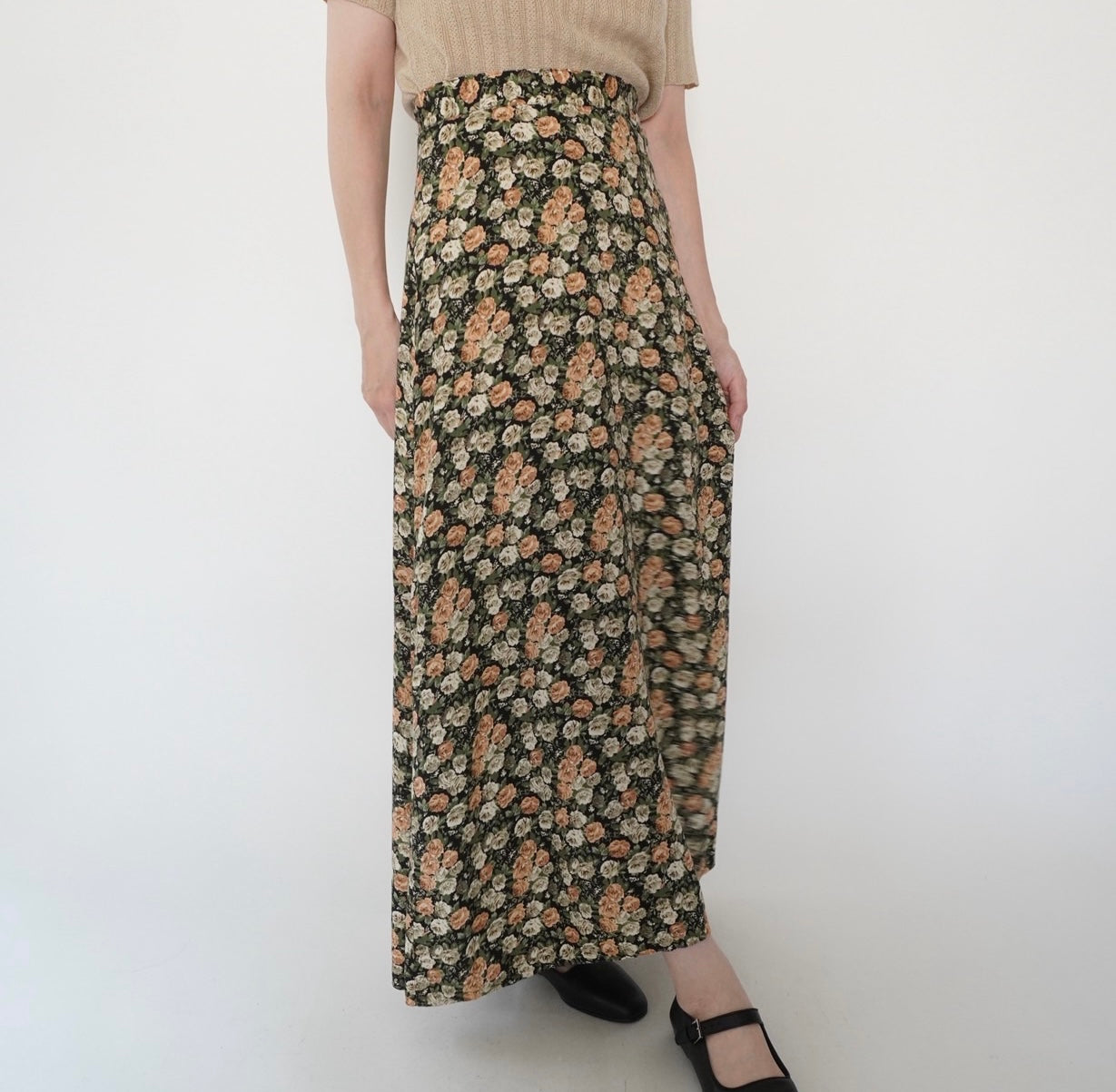 80s Floral Print Skirt Made in USA