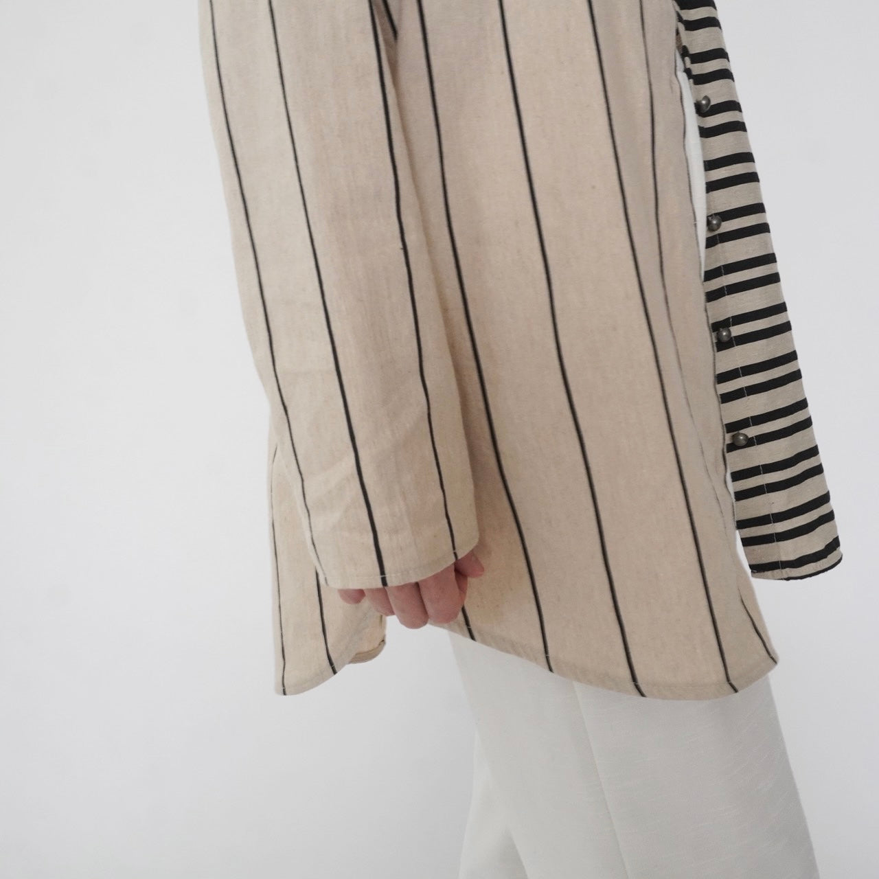 Beige Striped Design Shirt Made in Italy