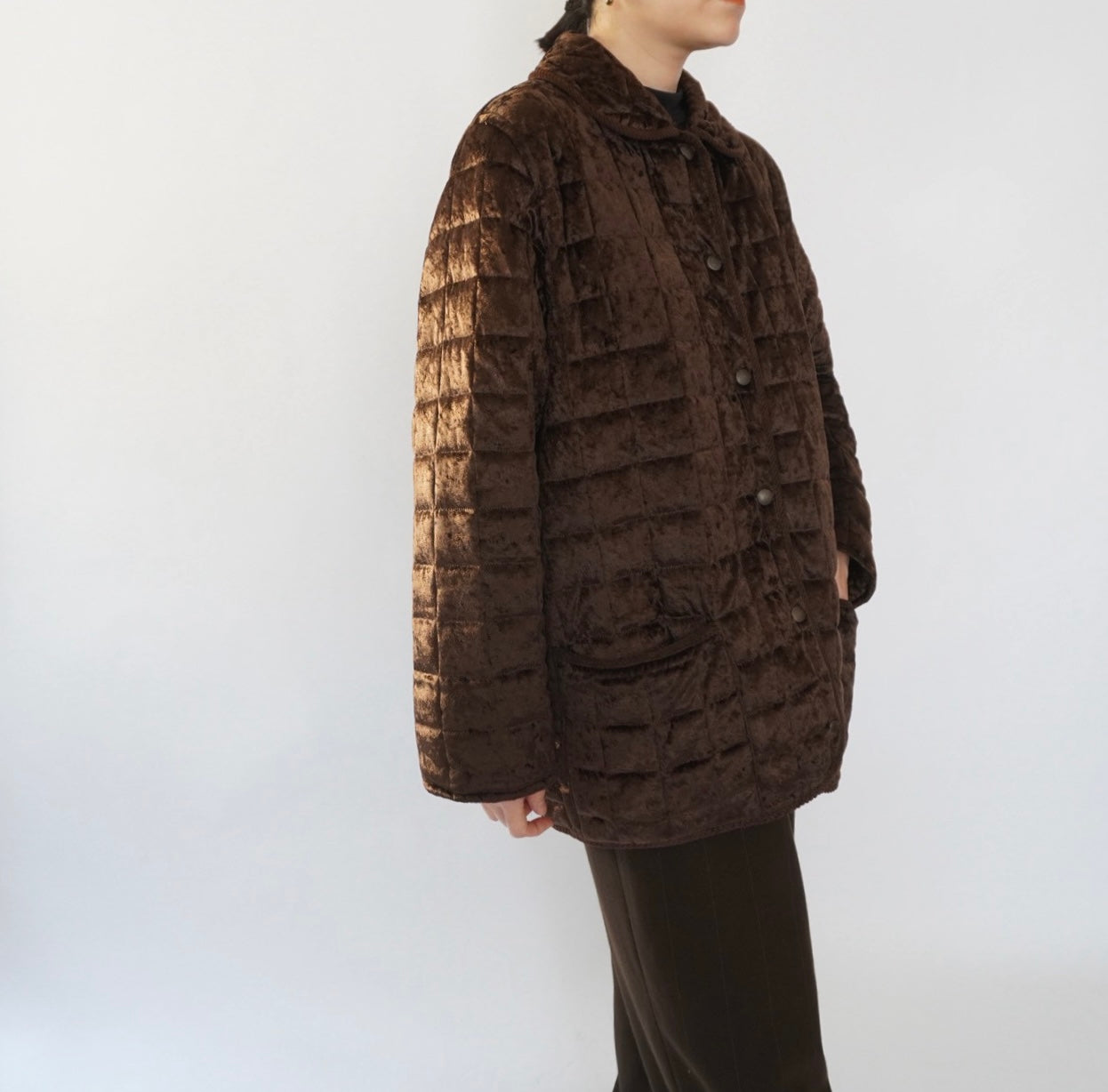90s Velour Quilted Jacket Made in Italy