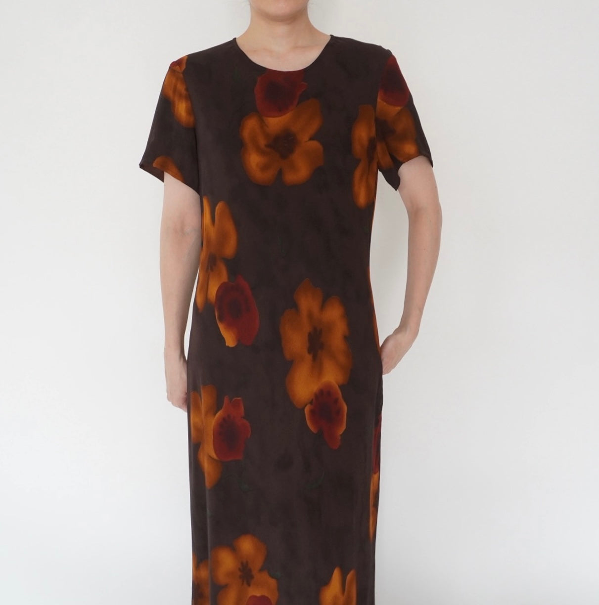 90s Floral Print Maxi Dress