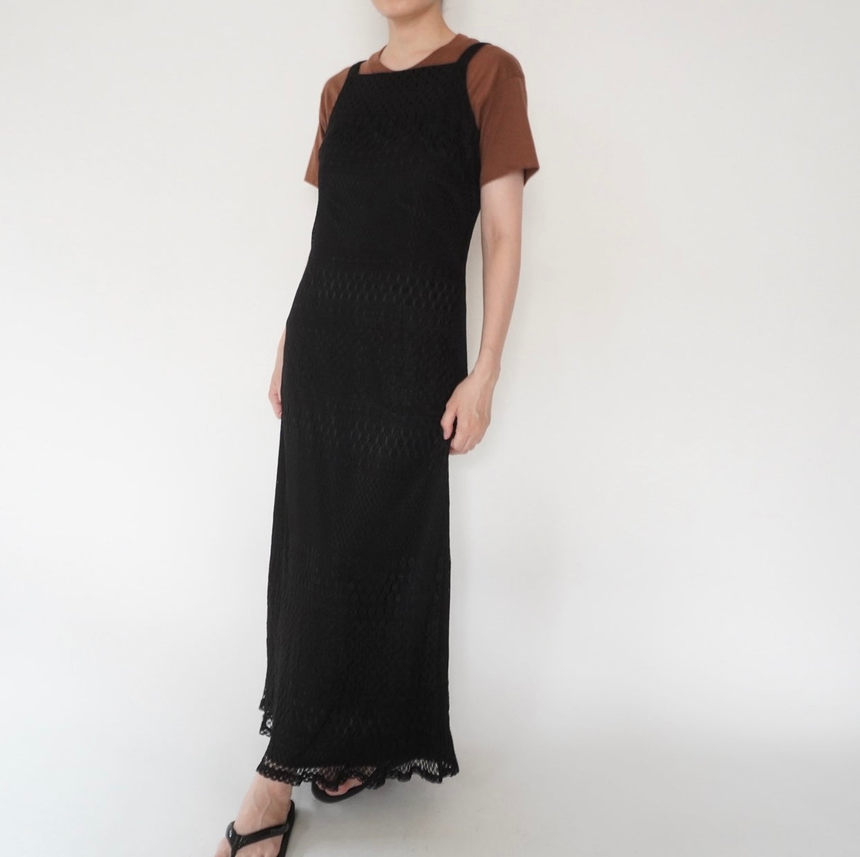 90s Lace Design Black Dress Made in USA